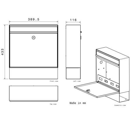 Metzler Briefkasten mit Zeitungsfach | RAL7016 Anthrazitgrau | BK212-RE-ZF