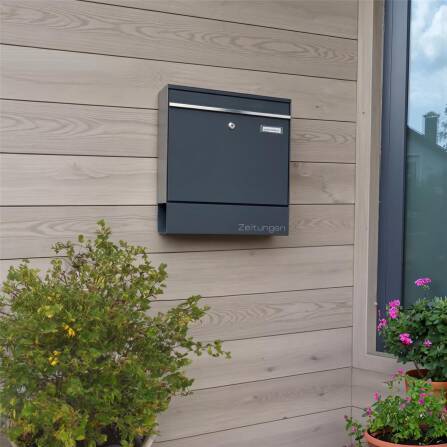 Metzler Briefkasten mit Zeitungsfach | RAL7016 Anthrazitgrau | BK212-RE-ZF