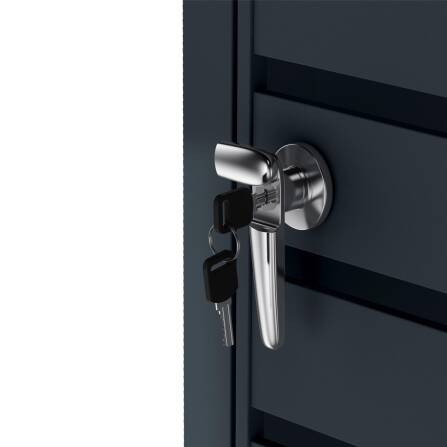 Metzler Cache-poubelles | 1x | Anthracite RAL 7016 | en acier | inoxydable & massif | Bandes horizontales | Poignée verrouillable