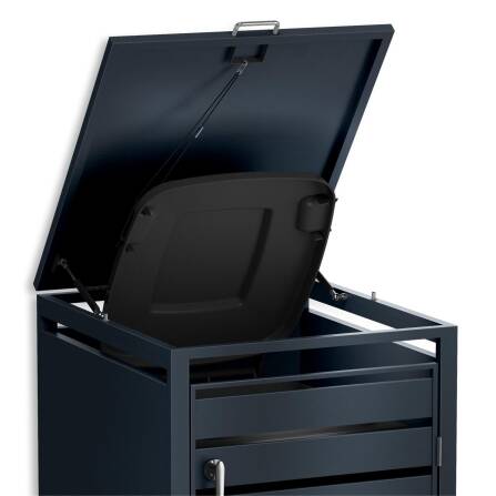 Metzler Cache-poubelles | 1x | Anthracite RAL 7016 | en acier | inoxydable & massif | Bandes horizontales | Poignée verrouillable