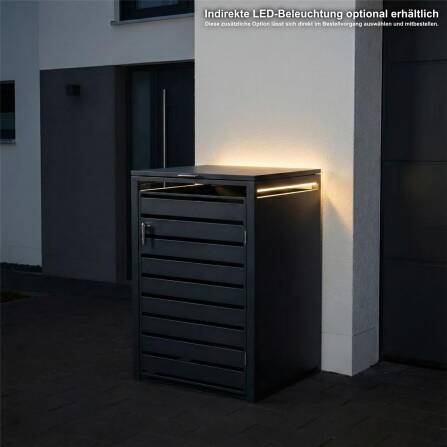 Metzler Cache-poubelles | 1x | Anthracite RAL 7016 | en acier | inoxydable & massif | Bandes horizontales | Poignée verrouillable
