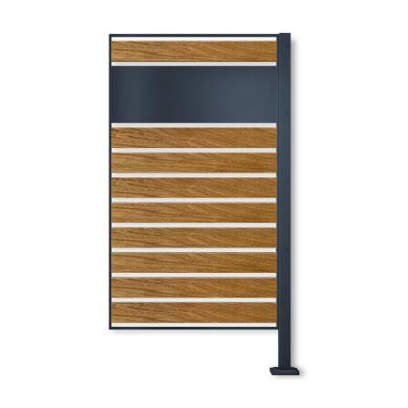 Metzler Sichtschutz Mülltonnenzaun Erweiterungsmodul | rostfrei und massiv | Holzoptik