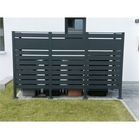 Metzler Sichtschutz Mülltonnenzaun | für drei Mülltonnen | rostfrei und massiv