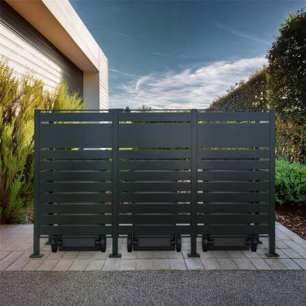 Metzler Sichtschutz Mülltonnenzaun | für drei Mülltonnen | rostfrei und massiv