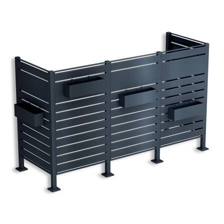 Metzler Sichtschutz Mülltonnenzaun | für drei Mülltonnen | rostfrei und massiv | RAL 7016 Anthrazitgrau