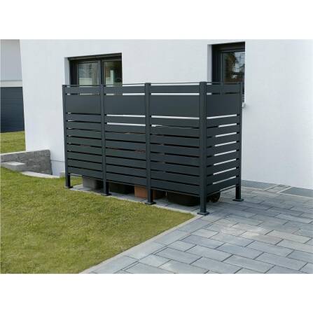Metzler Sichtschutz Mülltonnenzaun | für drei Mülltonnen | rostfrei und massiv | RAL 7016 Anthrazitgrau