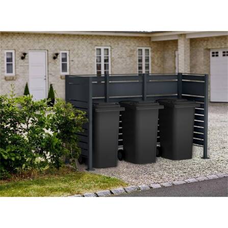 Metzler Sichtschutz Mülltonnenzaun | für drei Mülltonnen | rostfrei und massiv | RAL 7016 Anthrazitgrau