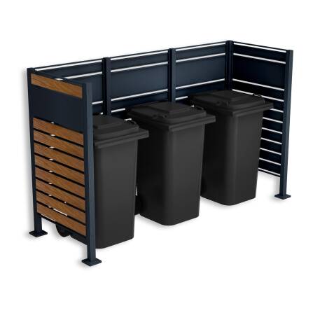 Metzler Pannello Privacy per Bidoni | per tre bidoni | resistente alla ruggine e massiccio | effetto legno rovere