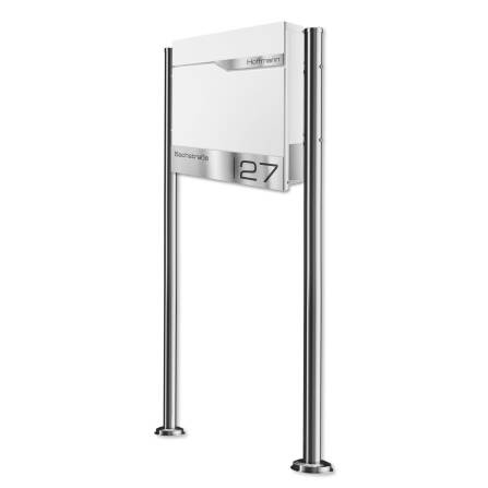 Metzler Standbriefkasten in Verkehrsweiß RAL 9016 hochwertiger Stahl | Siebert