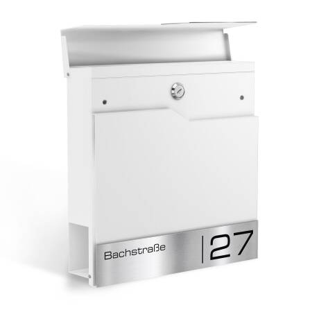 Metzler Standbriefkasten in Verkehrsweiß RAL 9016 hochwertiger Stahl | Siebert