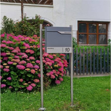 Metzler Standbriefkasten in Graualuminium RAL 9007 hochwertiger Stahl | Siebert