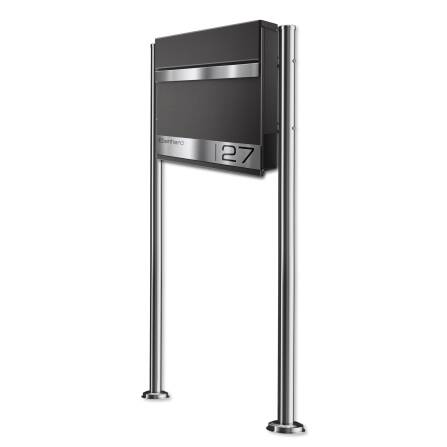 Metzler Standbriefkasten in Eisenglimmer DB703 und Gravur aus Edelstahl | Stencil