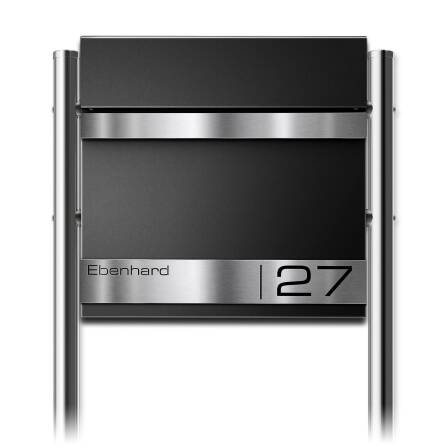 Metzler Standbriefkasten in Tiefschwarz und Gravur aus...