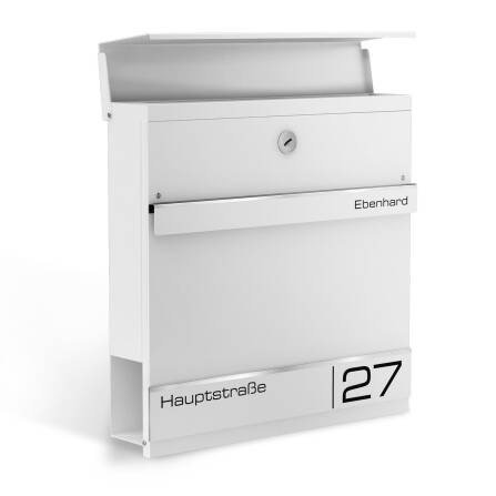 Cassetta delle lettere Metzler in RAL9016 Bianco Traffico Incisione Laser | Hermann