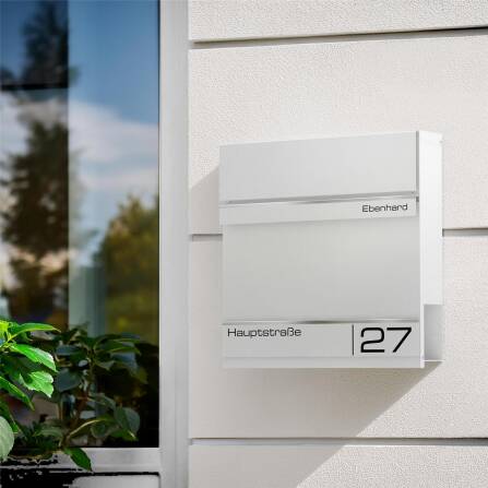 Cassetta delle lettere Metzler in RAL9016 Bianco Traffico Incisione Laser | Hermann