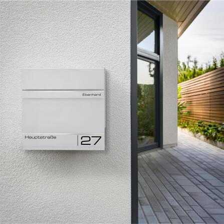 Cassetta delle lettere Metzler in RAL9016 Bianco Traffico Incisione Laser | Hermann