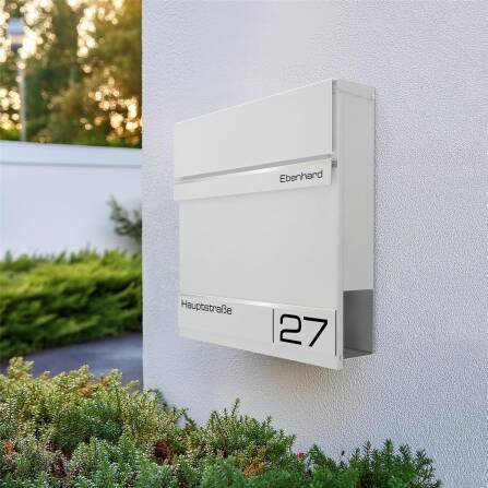 Cassetta delle lettere Metzler in RAL9016 Bianco Traffico Incisione Laser | Hermann