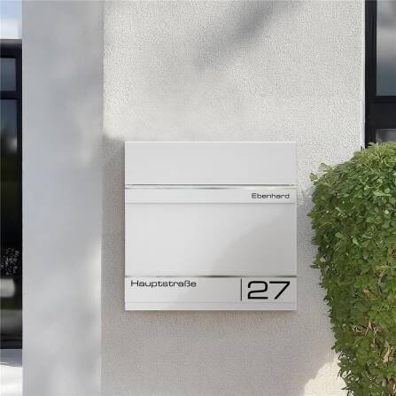 Cassetta delle lettere Metzler in RAL9016 Bianco Traffico Incisione Laser | Hermann