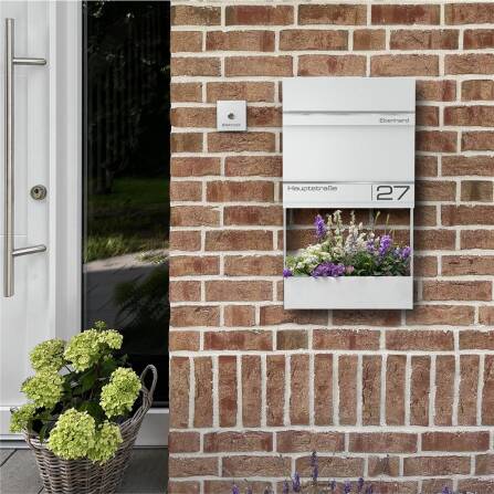 Cassetta delle lettere Metzler in RAL9016 Bianco Traffico Incisione Laser | Hermann