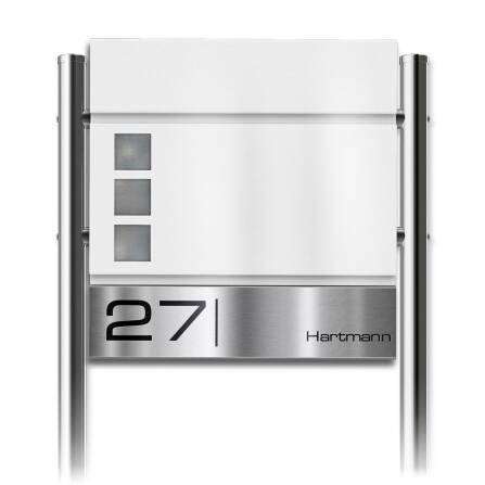 Metzler Standbriefkasten Verkehrsweiß Sichtfenster...