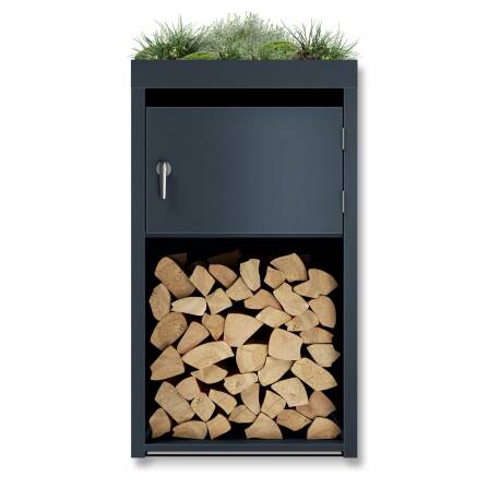Metzler Brennholzregal mit Pflanzdach | Einzelbox |...