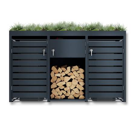 Metzler Etagère pour Bois de Chauffage | Boîte Individuel | Massive & inoxydable | RAL7016 Gris Anthracite mat