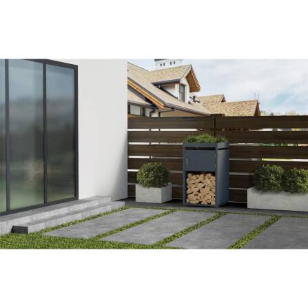 Metzler Etagère pour Bois de Chauffage | Boîte Individuel | Massive & inoxydable | RAL7016 Gris Anthracite mat