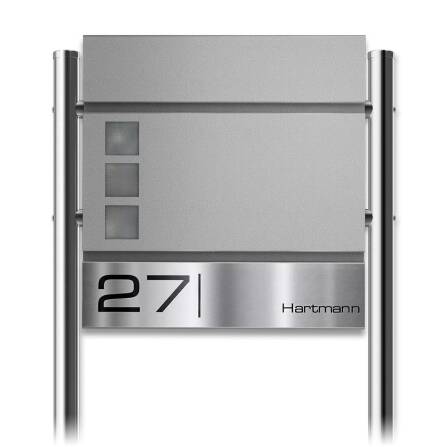 Metzler Standbriefkasten Graualuminium Sichtfenster |...