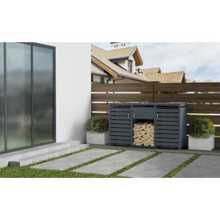 Metzler Brennholzregal | Einzelbox | massiv & rostfrei | RAL7016 Anthrazitgrau matt