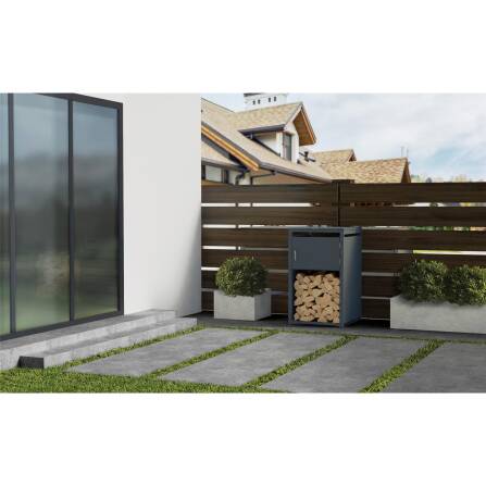 Metzler Brennholzregal | Einzelbox | massiv & rostfrei | RAL7016 Anthrazitgrau matt