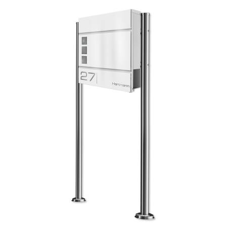Metzler Standbriefkasten Verkehrsweiß hochwertiger Stahl | Cube