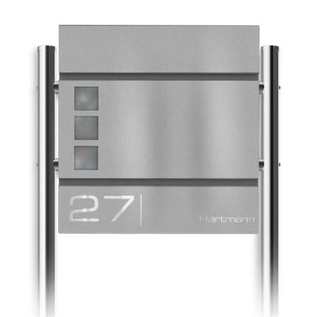 Metzler Standbriefkasten Graualuminium hochwertiger Stahl...