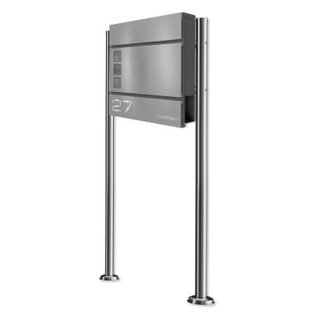 Metzler Cassetta postale a colonna in alluminio grigio acciaio di alta qualità | Cube