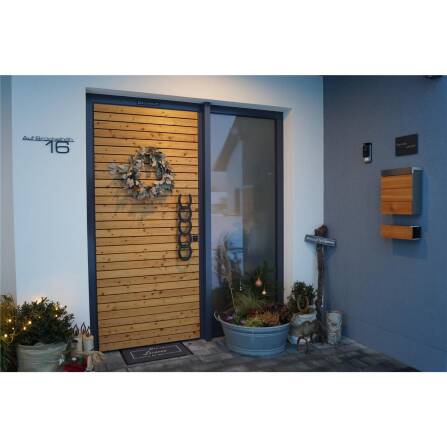 Metzler Scritta in Acciaio Inox con Via & Numero Civico | Grigio Antracite RAL 7016 | 120 cm | Bach