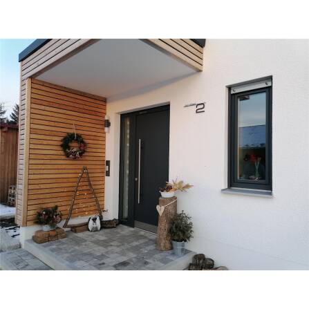 Metzler Scritta in Acciaio Inox con Via & Numero Civico | Grigio Antracite RAL 7016 | 120 cm | Bach