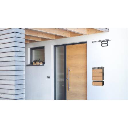 Metzler Scritta in Acciaio Inox con Via & Numero Civico | Grigio Antracite RAL 7016 | 120 cm | Bach