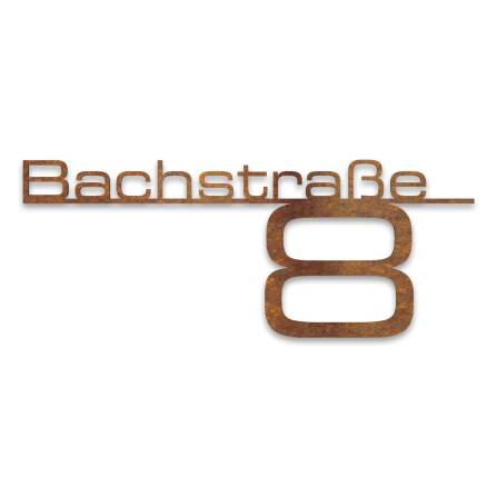 Metzler Cortenstahl Schriftzug mit Straße &...