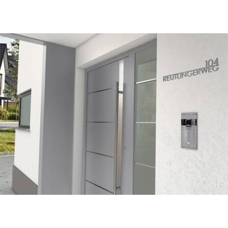 Metzler Edelstahl Schriftzug mit Straße & Hausnummer | RAL 9007 Graualuminium | 120 cm | Edvin