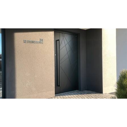 Metzler Scritta in acciaio inox con via e numero civico | Acciaio inox spazzolato | 120 cm | Edvin