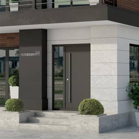 Metzler Scritta in acciaio inox con via e numero civico | Acciaio inox spazzolato | 120 cm | Edvin