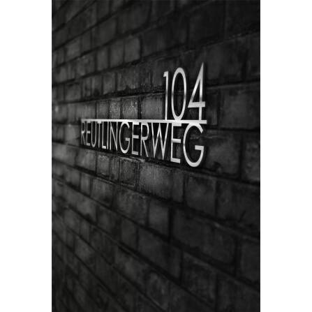 Metzler Scritta in acciaio inox con via e numero civico | Acciaio inox spazzolato | 120 cm | Edvin