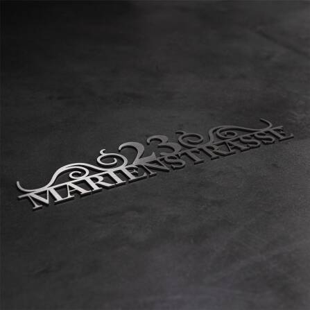 Metzler Edelstahl Schriftzug | mit Straße & Hausnummer | Edelstahl Gebürstet | 120 cm | August