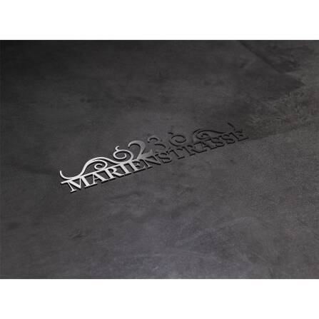 Metzler Edelstahl Schriftzug | mit Straße & Hausnummer | Edelstahl Gebürstet | 120 cm | August