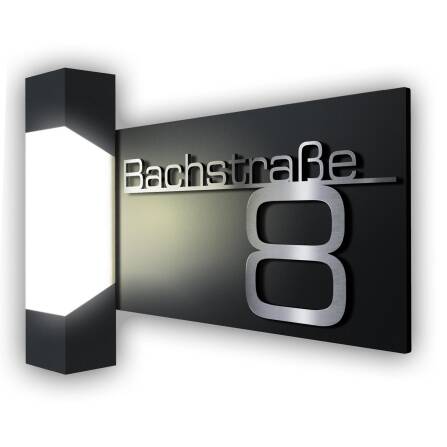 LED Außenleuchte | Anthrazit | Edelstahl Schriftzug...