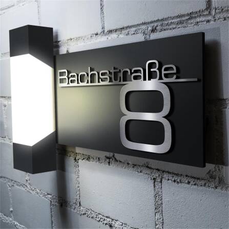 LED Außenleuchte | Anthrazit | Edelstahl Schriftzug | Steinbach