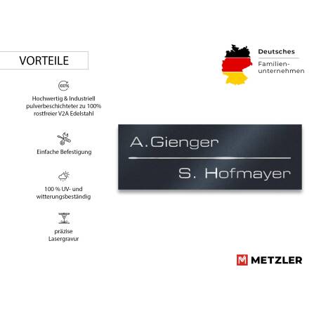 Metzler Namensschild Briefkastenschild aus Edelstahl | 8,5 x 3 cm
