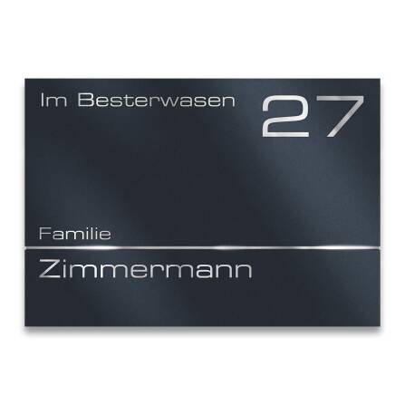 Metzler Hausnummernschild mit Namensgravur aus Edelstahl...