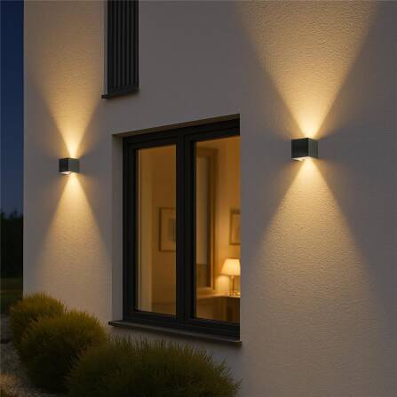 Up-Down-Light Cube | Wandleuchte 9 W | Anthrazit RAL 7016 | LED Warmweiß