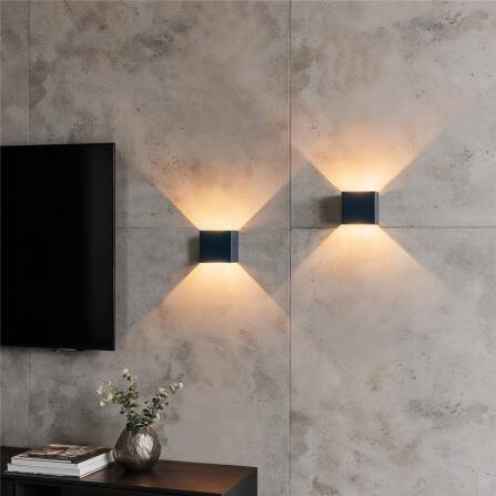 Up-Down-Light Cube | Wandleuchte 9 W | Anthrazit RAL 7016 | LED Warmweiß