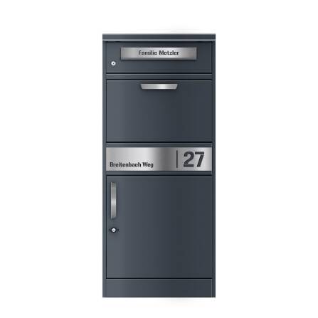 Ersatz Gravurplatte aus Edelstahl passend zum Briefkasten & Paketbox Bispo 2